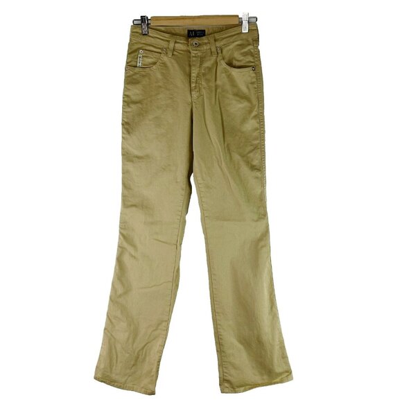 Armani Jeans Womens Size 28 Khaki Tan Boot Cut Cotton Pants High Rise Y2K - Picture 2 of 6